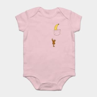 Cute monkey climbing up to banana in pocket design Baby Bodysuit